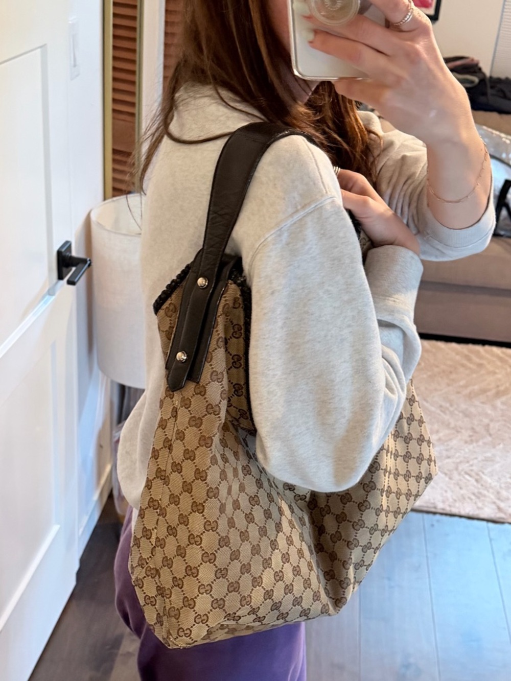 Gucci Brown GG Monogram horsebit bag large - Picture 3 of 17